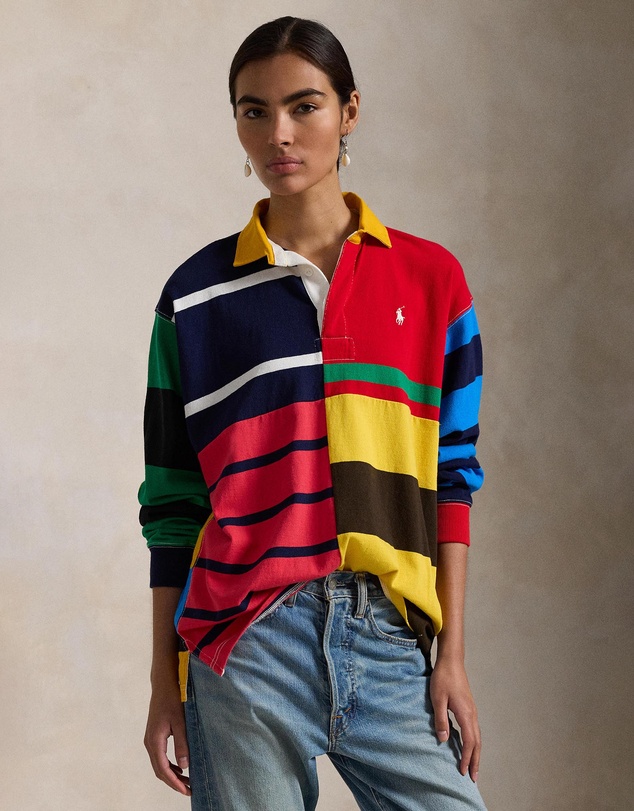 Patchwork-Stripe Jersey Rugby Shirt - ICONIC EXCLUSIVE - Multi Stripe