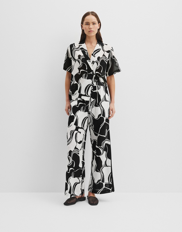 Print Cotton Pant - Black Swirl Geo