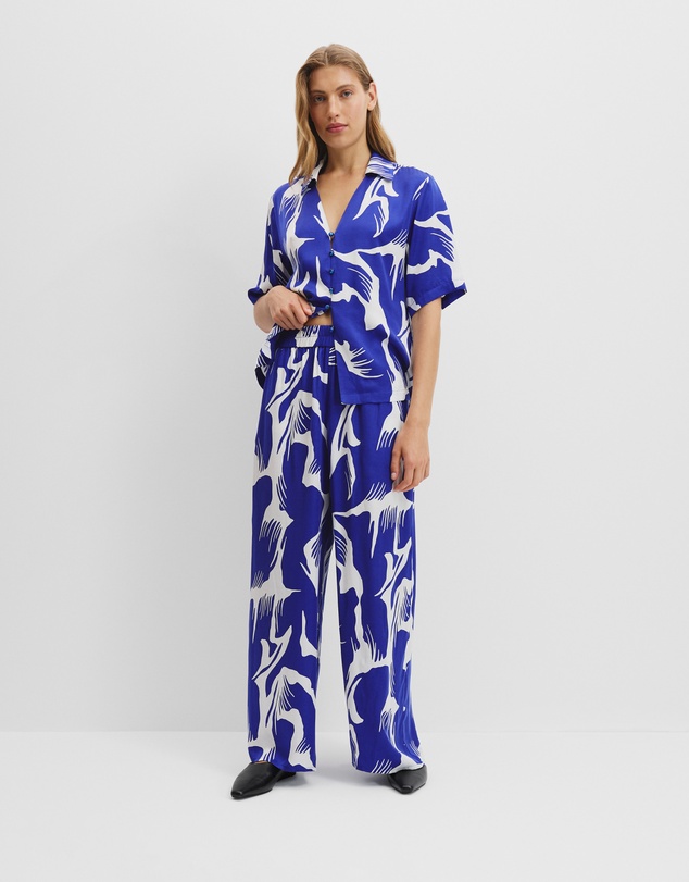 Print Cupro Pull On Pant - Brushed Geo
