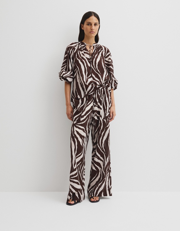 Print Pull On Pant - Mocha Animal