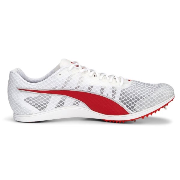 Puma evoSpeed Distance 11 - Unisex Mid-Distance Track Spikes - White/Red/Metallic Silver slider