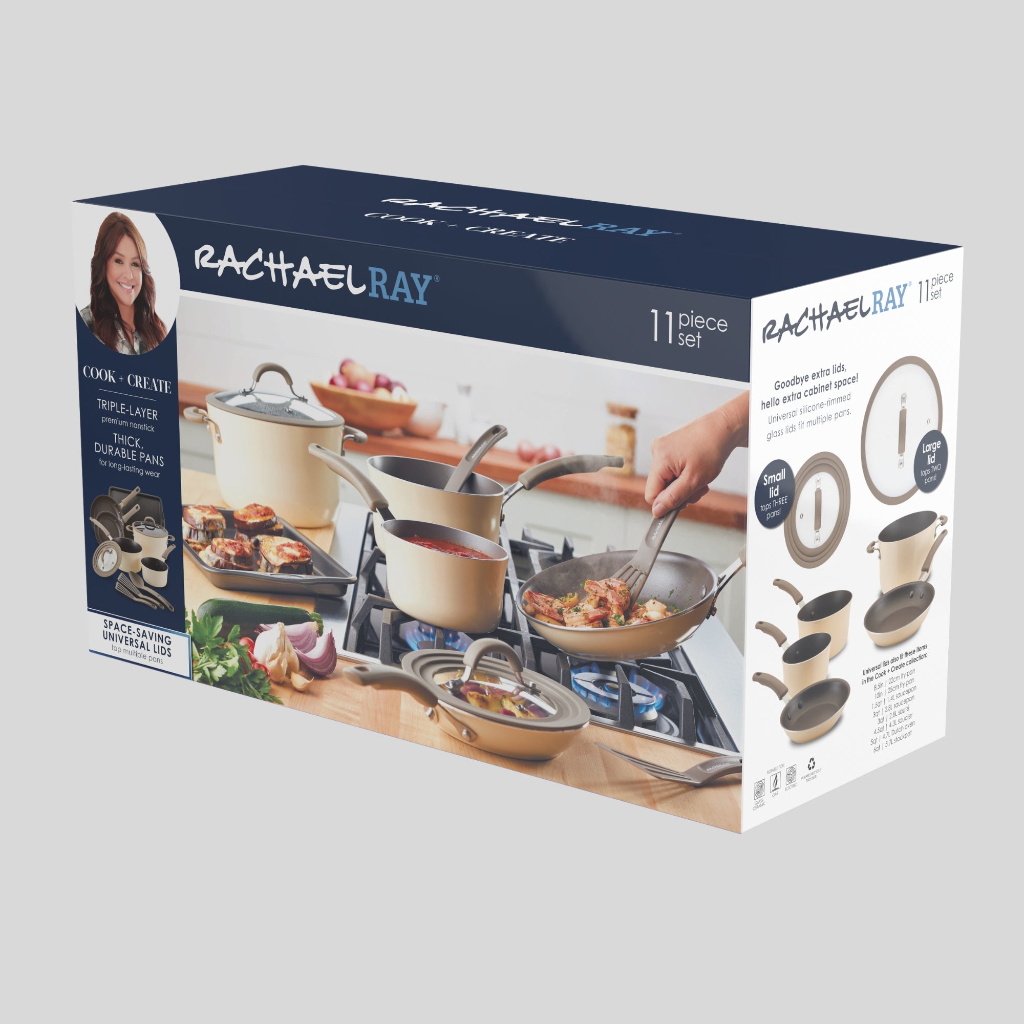 Rachael Ray Cook + Create Nonstick 11 Piece Cookware Set Almond slider