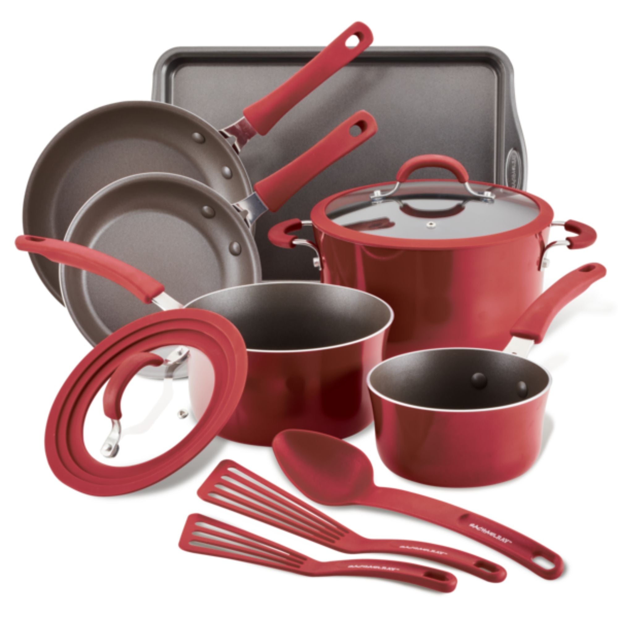 Rachael Ray Cook + Create Nonstick 11 Piece Cookware Set Red slider