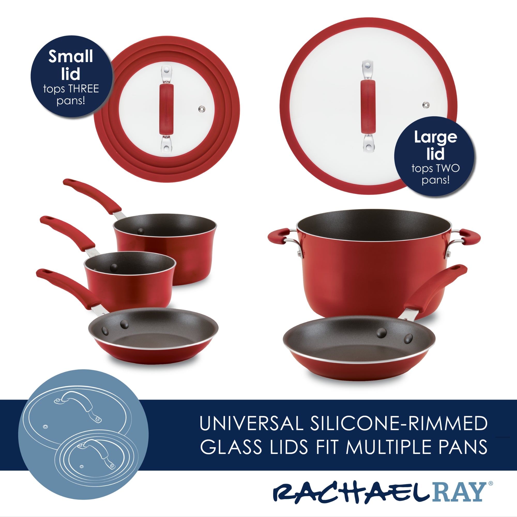 Rachael Ray Cook + Create Nonstick 11 Piece Cookware Set Red slider