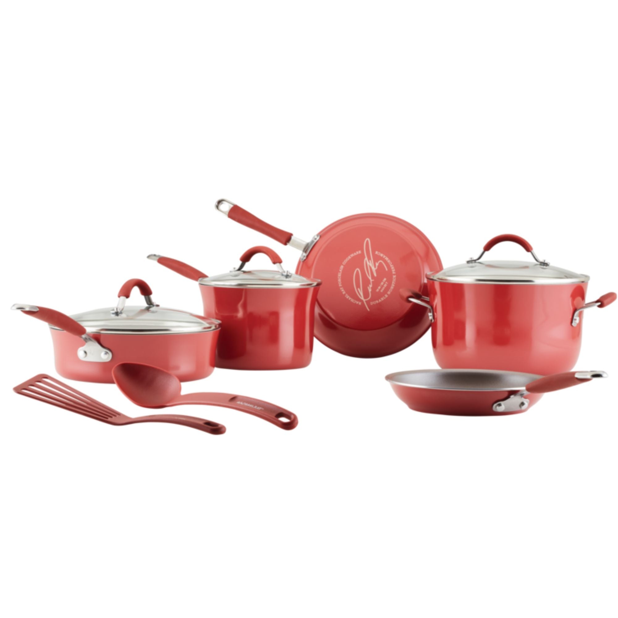 Rachael Ray Cucina Nonstick 10 Piece Cookware Set Red slider