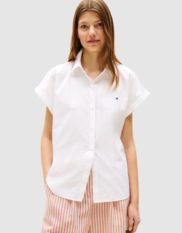 Relaxed Fit Short Sleeve Poplin Shirt - The Optic White