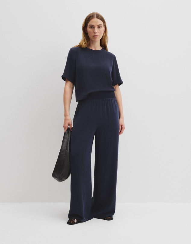Rib Waist Cupro Pant - Twilight