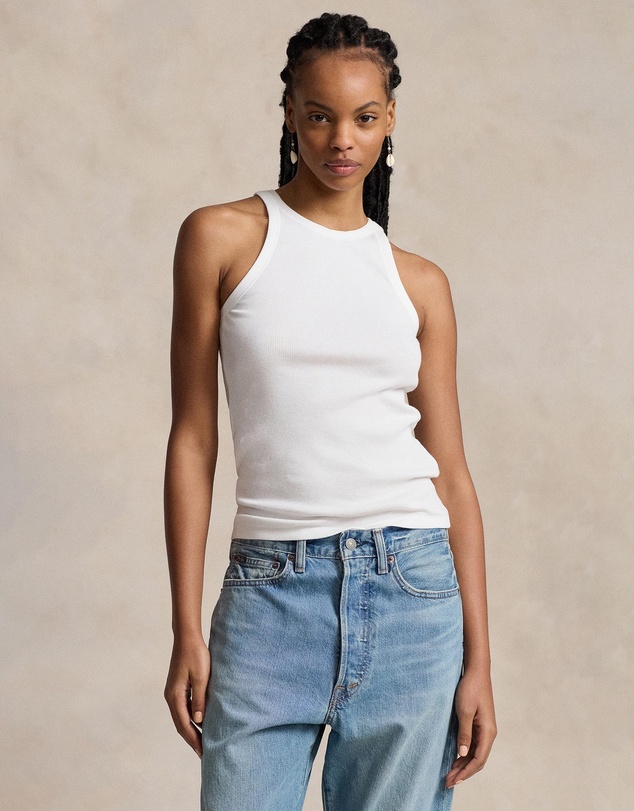 Ribbed Cotton Tank Top -ICONIC EXCLUSIVE - White