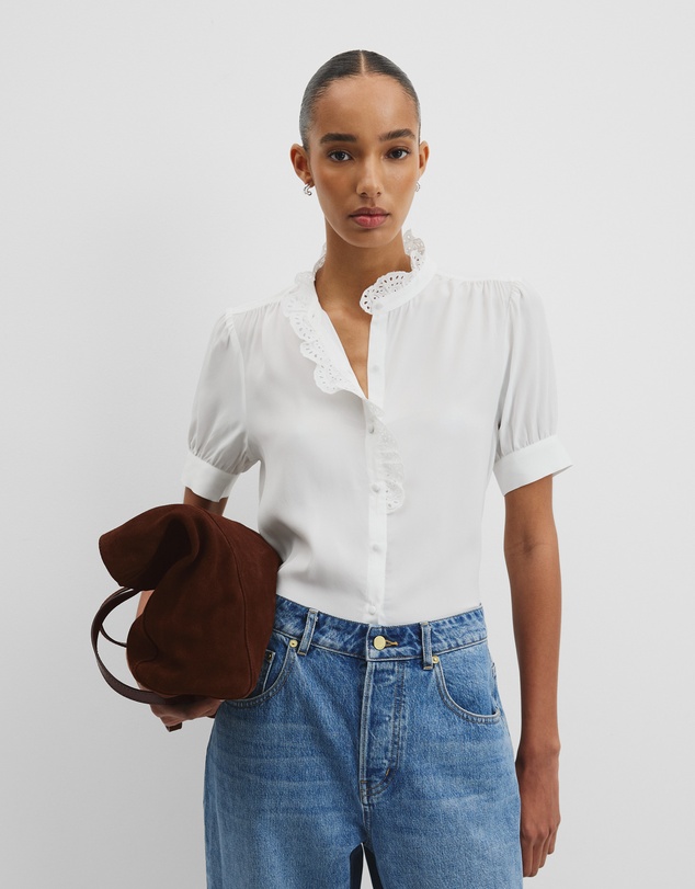 Ruffle Trim Shirt - Cream