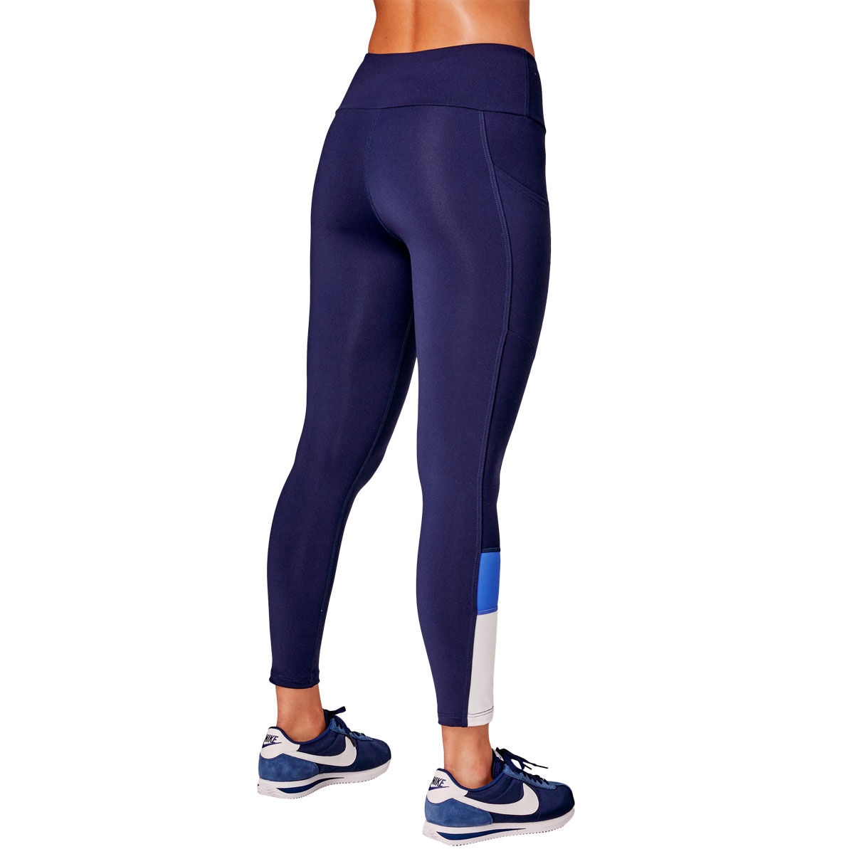 Running Bare Womens Ab Waisted Gen 2 Ankle Pocket Tights - Blue slider