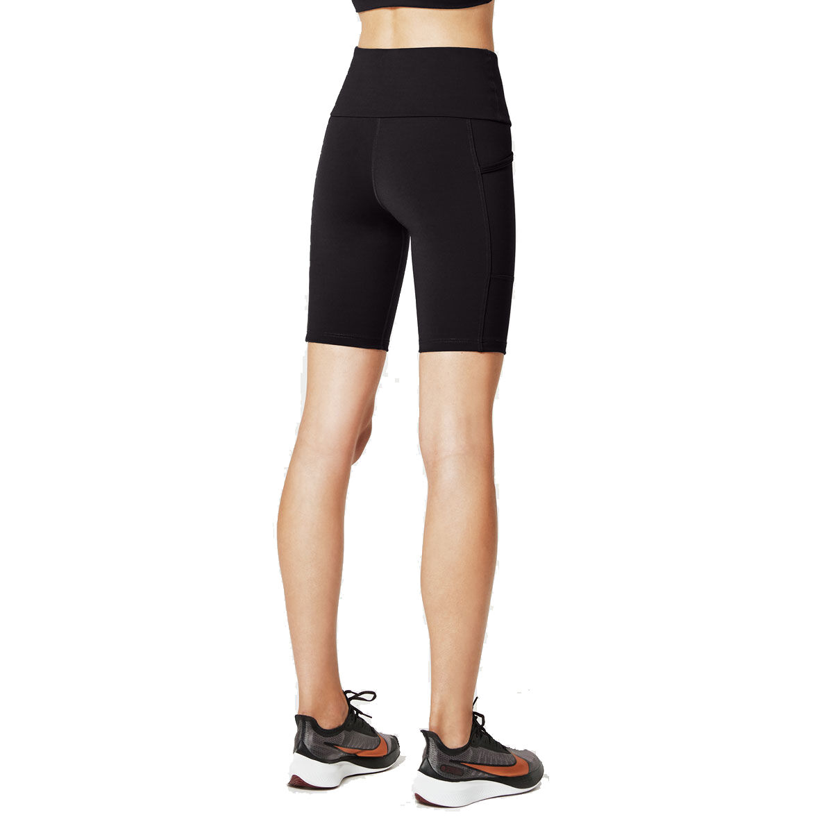 Running Bare Womens Ab Waisted Power Move Bike Shorts - Black slider