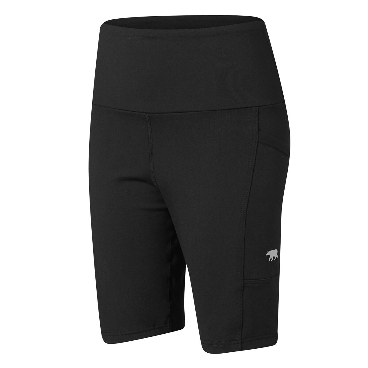 Running Bare Womens Ab Waisted Power Move Bike Shorts - Black slider