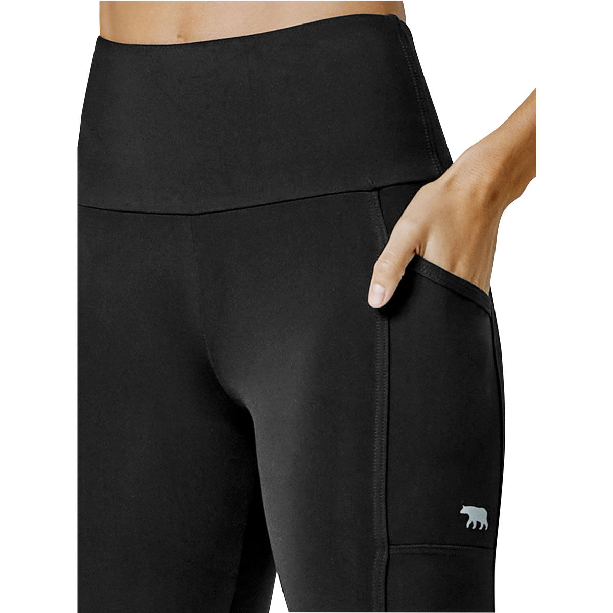 Running Bare Womens Ab-Waisted Power Moves 3/4 Tights - Black slider