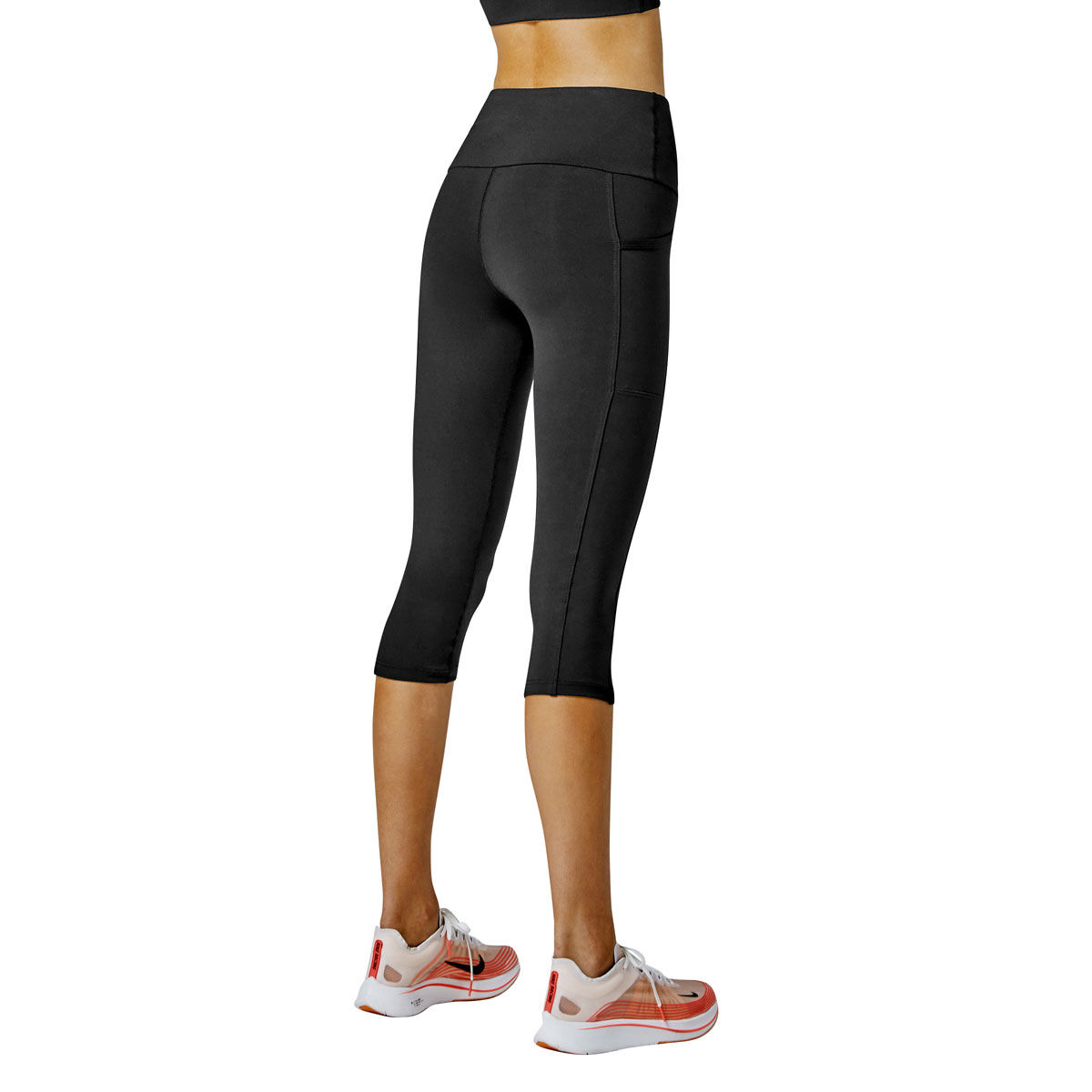 Running Bare Womens Ab-Waisted Power Moves 3/4 Tights - Black slider