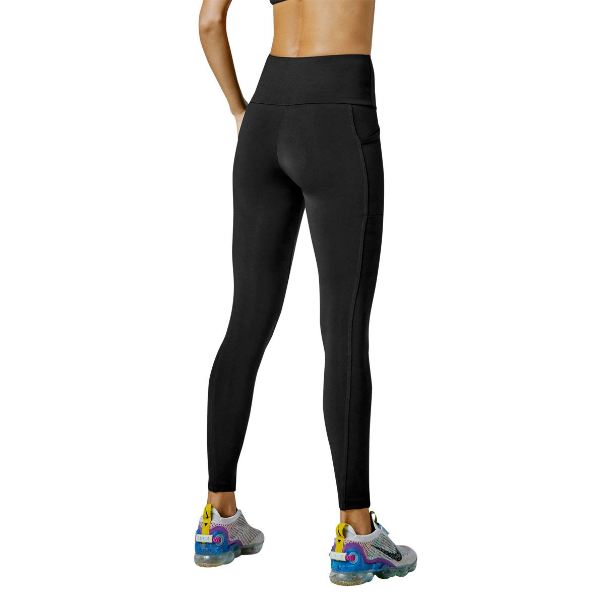 Running Bare Womens Ab-Waisted Power Moves Full Length Tights Black 8 - Black slider