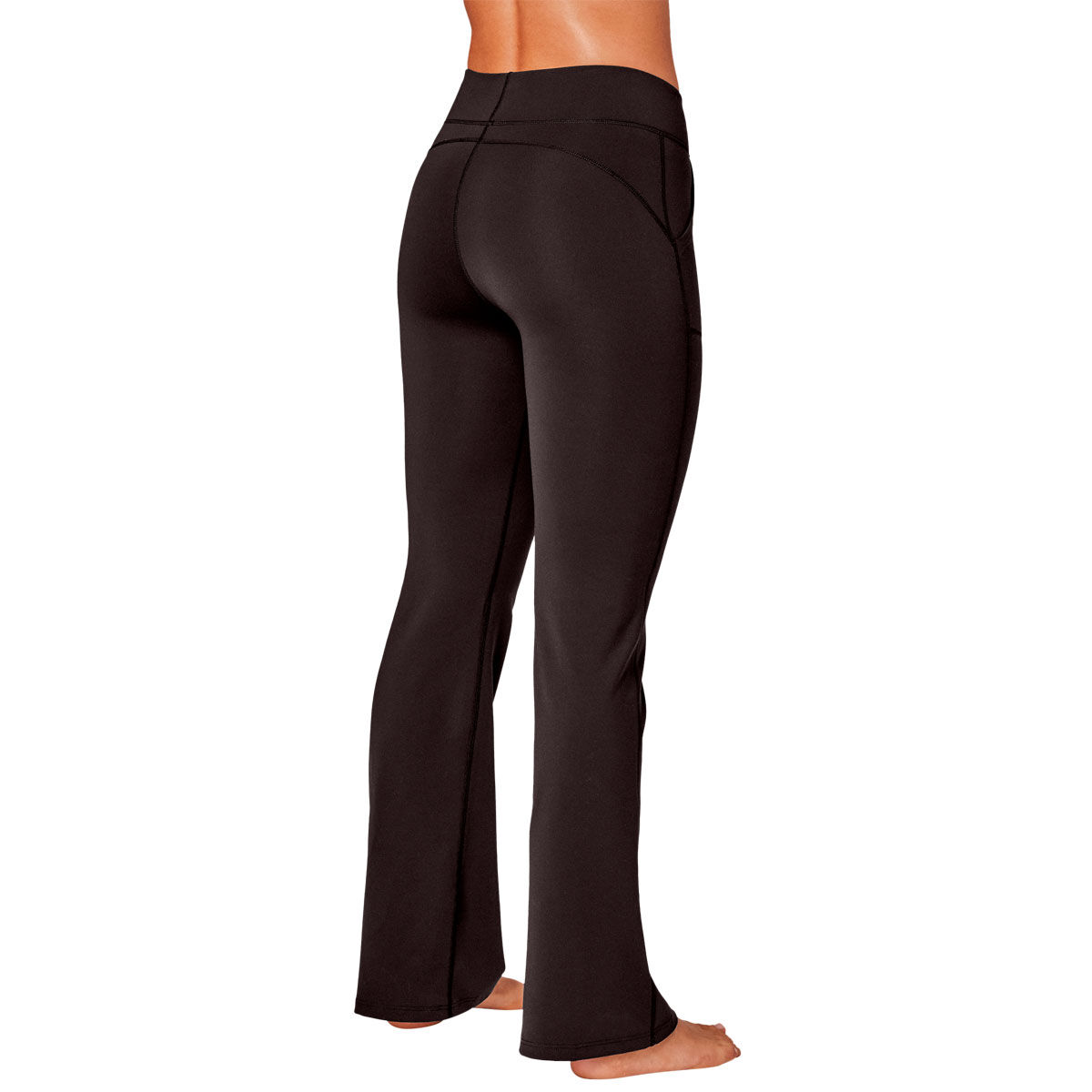 Running Bare Womens Ab-Waisted Thermal Pocket Yoga Pants - Black slider