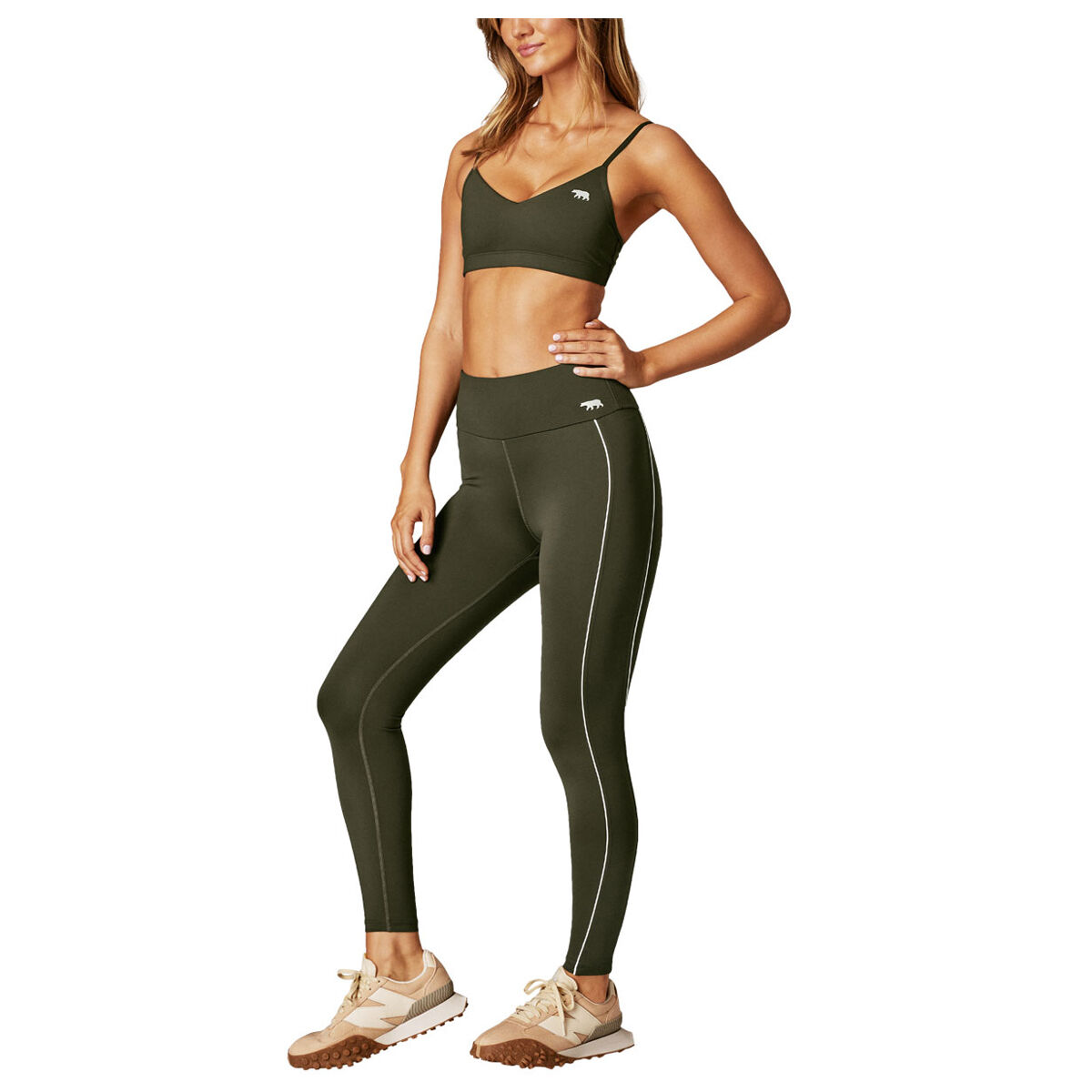 Running Bare Womens Ab -Waisted Tribute Full Length Tights - Green slider