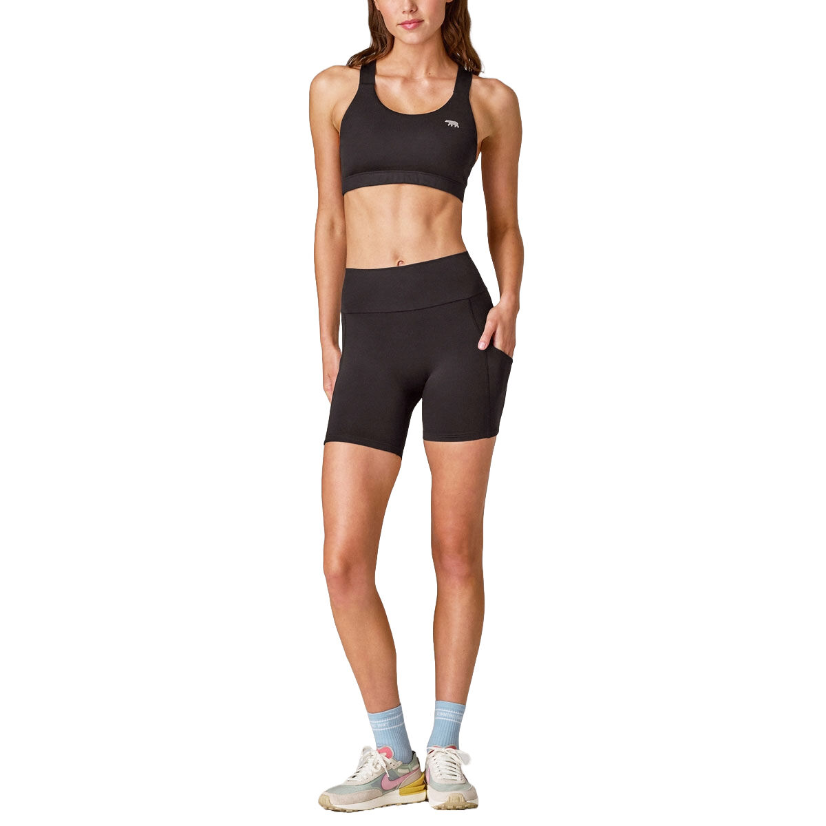 Running Bare Womens Camelflage No Seam 6 Inch Bike Shorts - Black slider