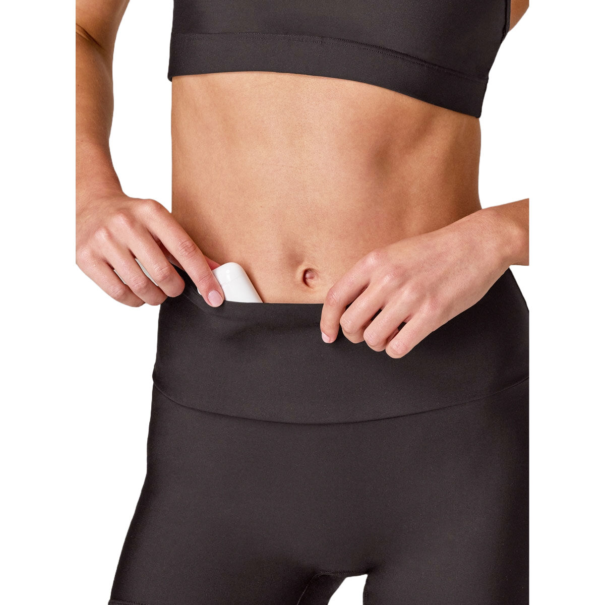 Running Bare Womens Camelflage No Seam 7/8 Tights - Black slider