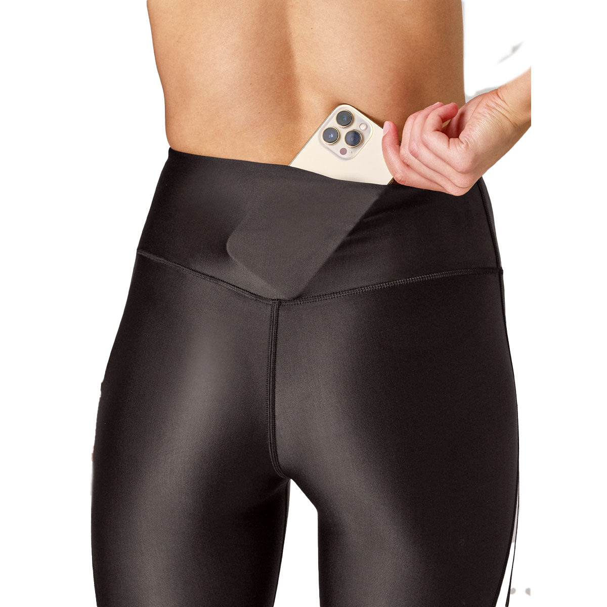 Running Bare Womens End Zone Ab Waisted 7/8 Tights - Black slider