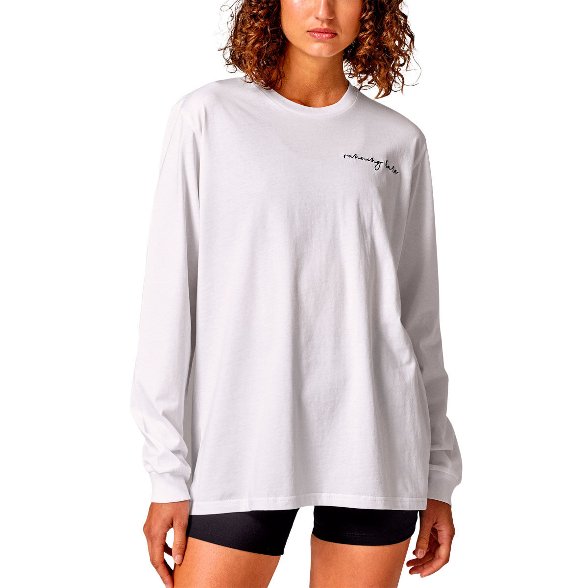 Running Bare Womens Hollywood 2.0 90s Long Sleeve Relax Tee White 14 - White