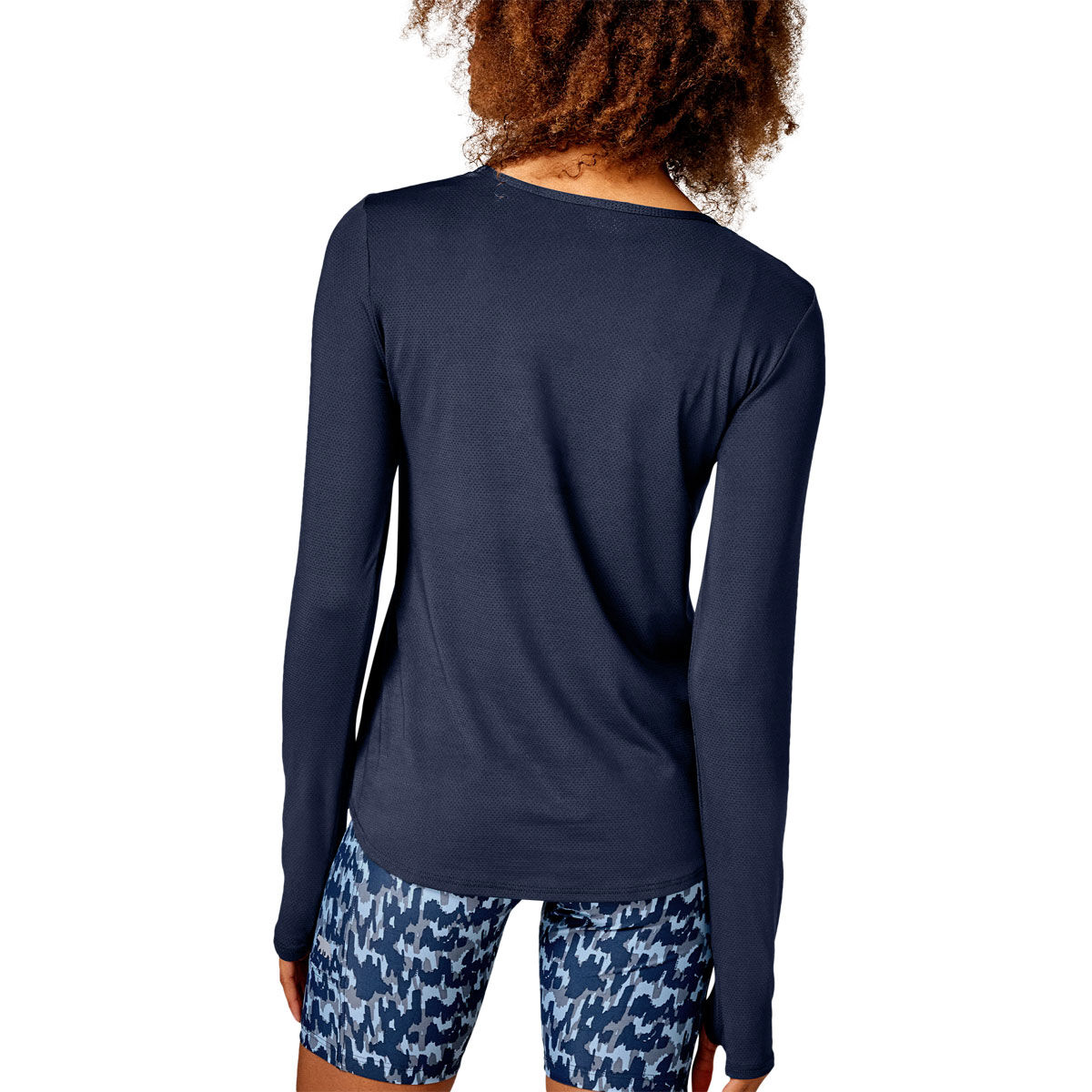 Running Bare Womens Warm Down Marathon Long Sleeve Tee - Indigo slider