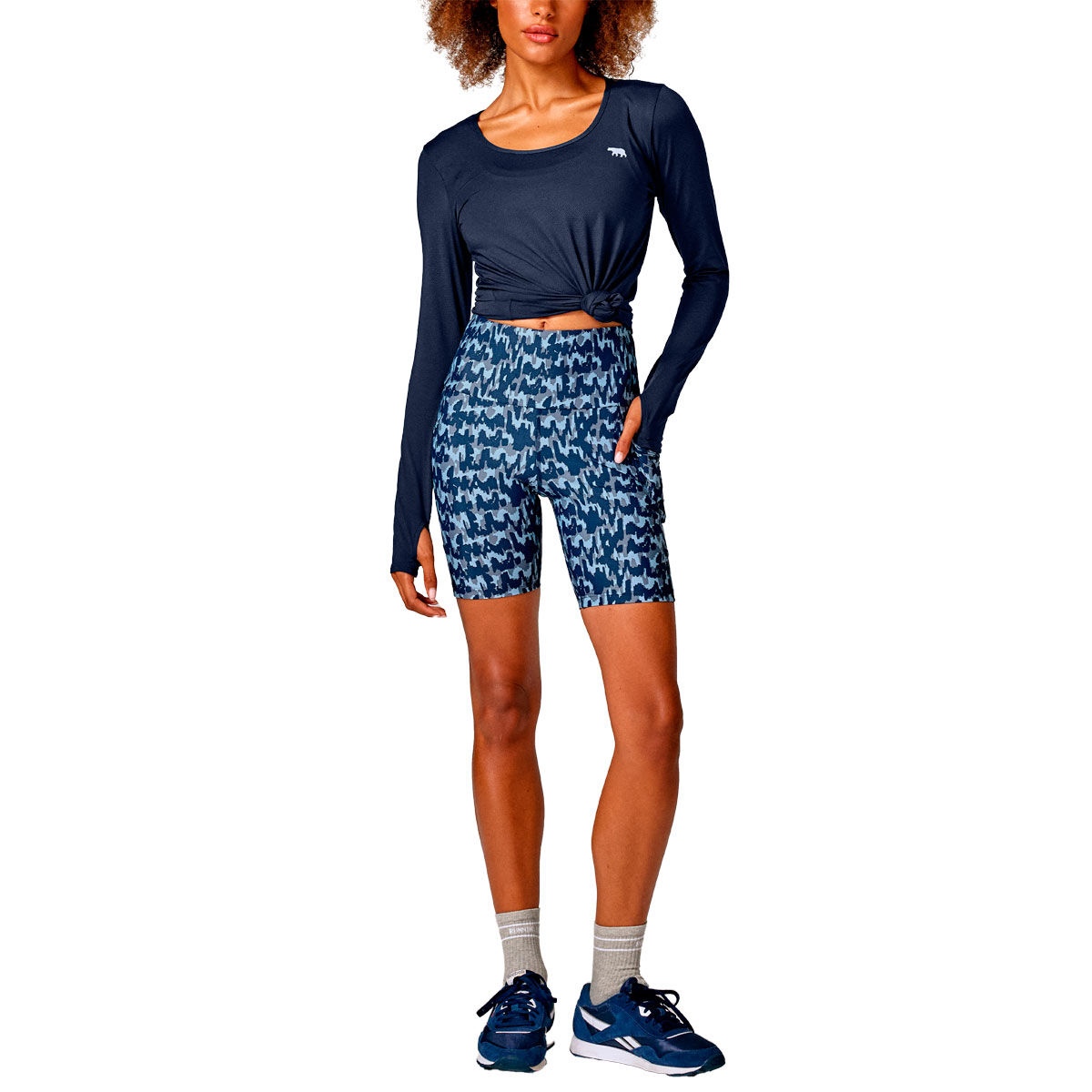 Running Bare Womens Warm Down Marathon Long Sleeve Tee Indigo 14 - Indigo slider