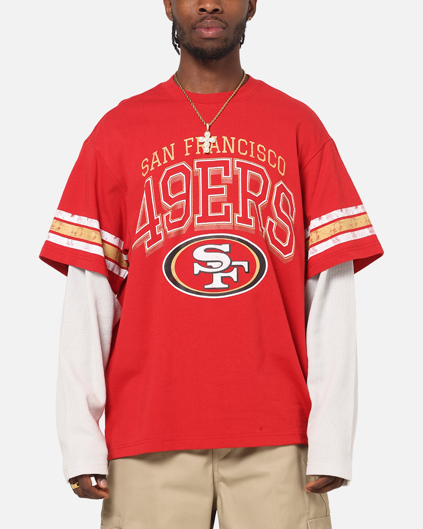 San Francisco 49ers Waffle Mock Layer Long Sleeve T-Shirt
