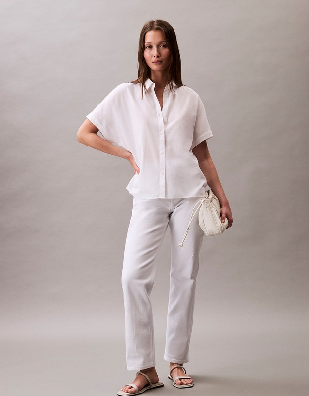 Short Sleeve Dolmain Shirt - White