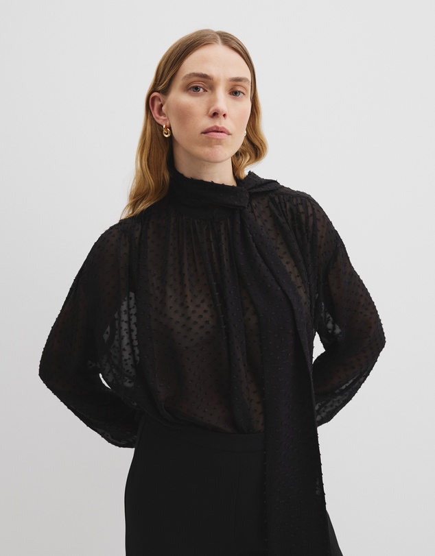 Silk Spot Blouse - Black