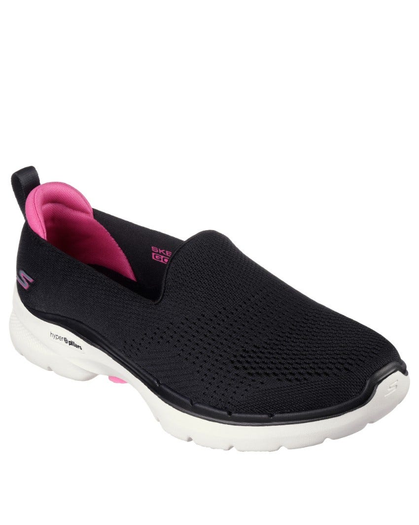 Skechers GOwalk 6 - Ocean Splash - BLACK/HOT PINK slider