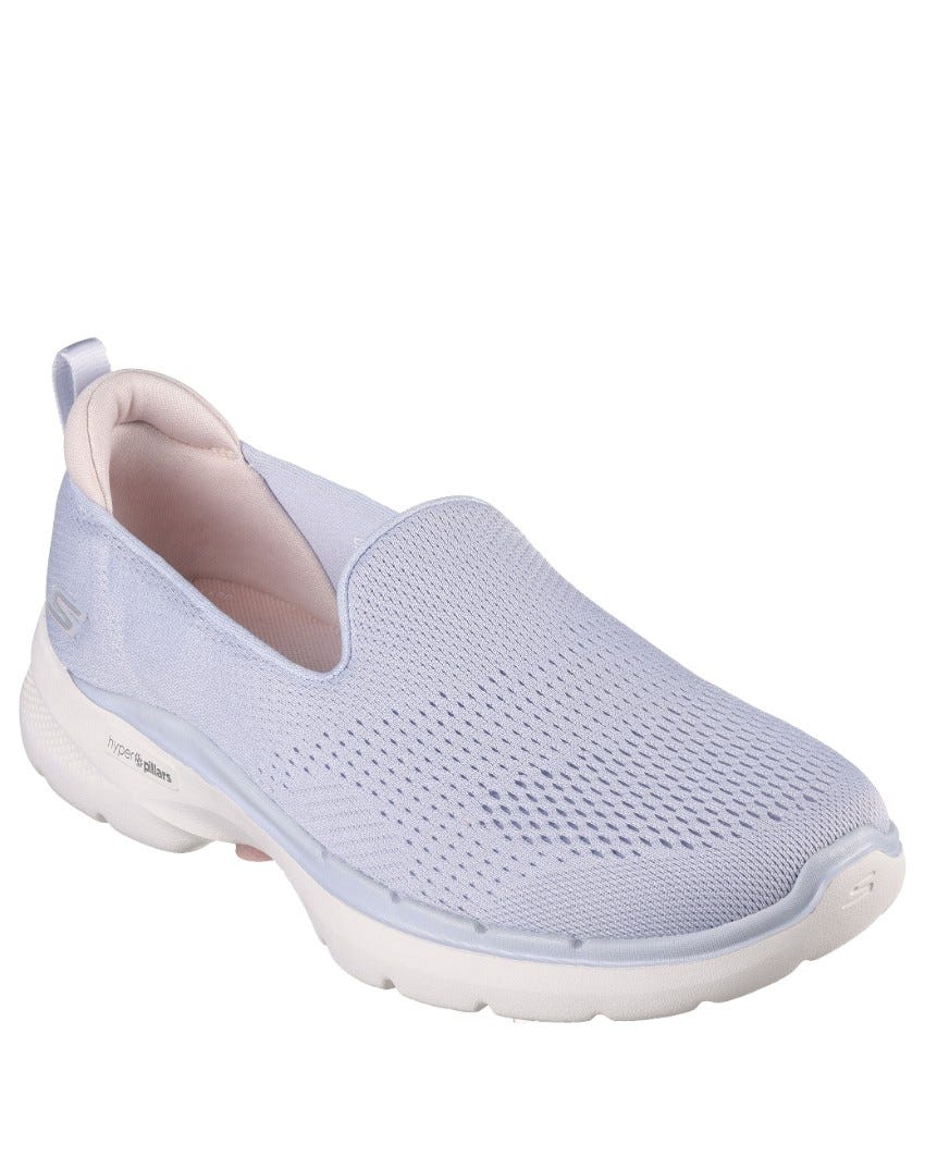 Skechers GOwalk 6 - Ocean Splash - LIGHT GREY/PINK