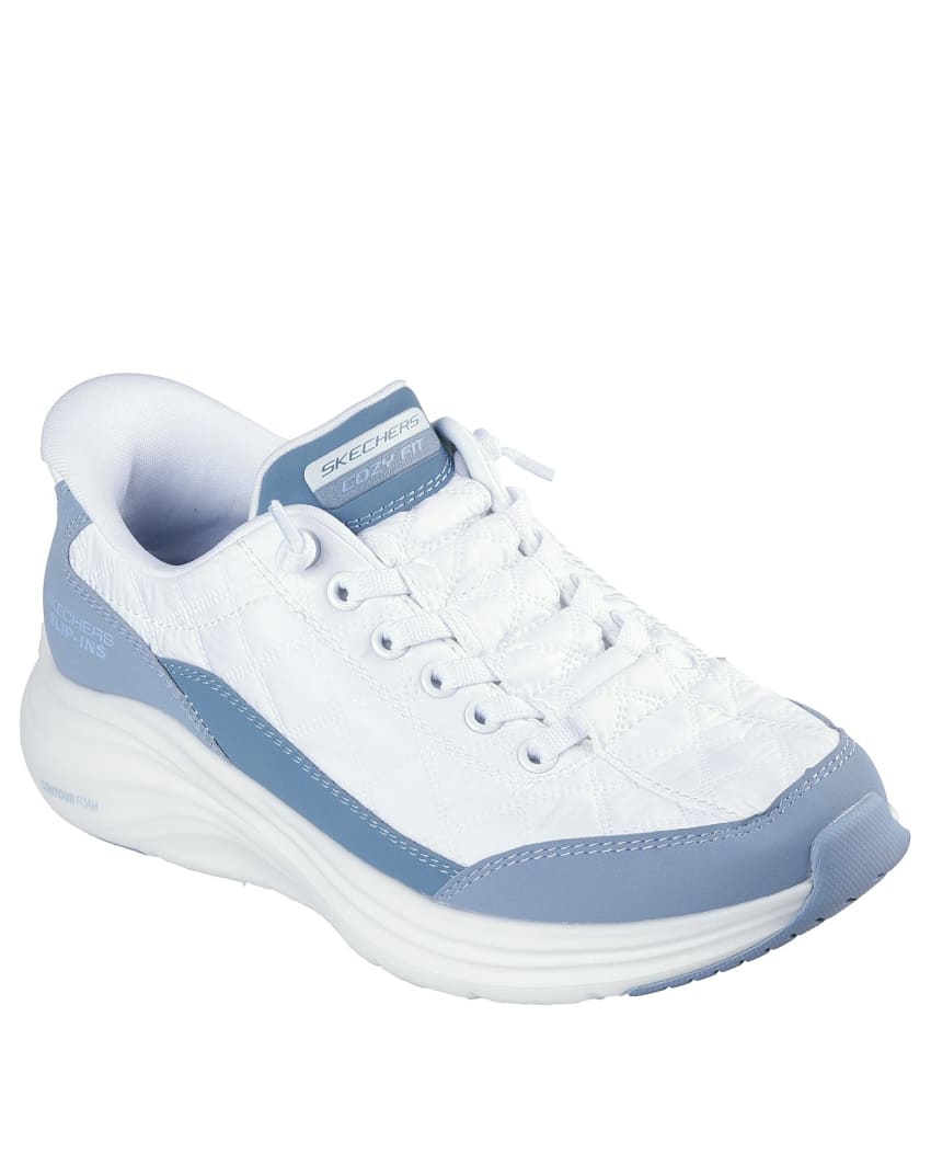 Skechers Slip-Ins: Contour Foam - Cozy Fit - WHITE/LIGHT BLUE