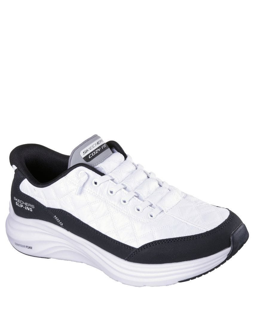 Skechers Slip-Ins: Contour Foam - Cozy Fit Wide Fit - WHITE/BLACK