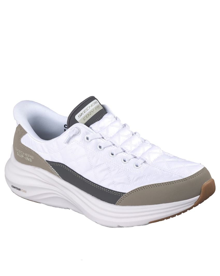 Skechers Slip-Ins: Contour Foam - Cozy Fit Wide Fit - WHITE/TAUPE