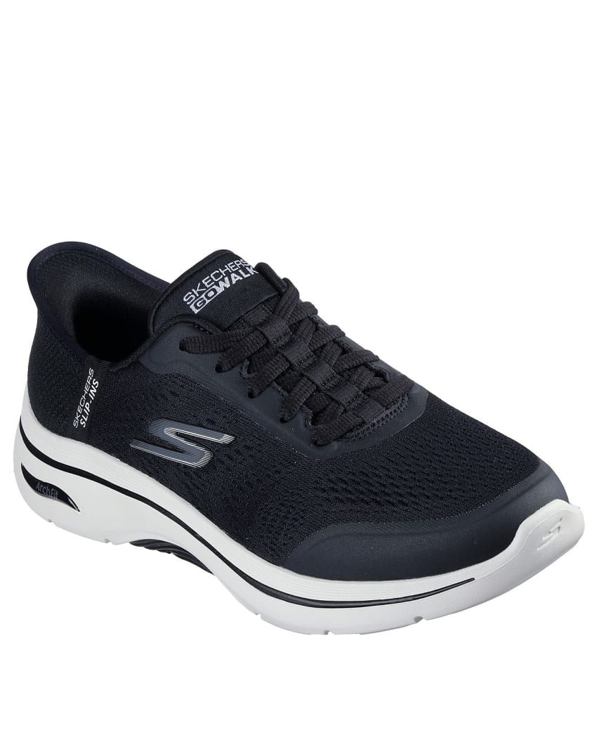Skechers Slip-Ins: GO Walk Arch Fit 2.0 Wide Fit - BLACK/WHITE
