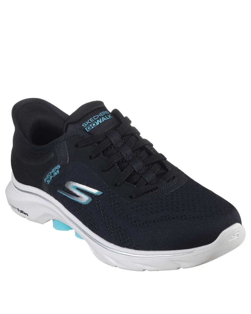 Skechers Slip-Ins: GOwalk 7 - Valin - BLACK/AQUA slider