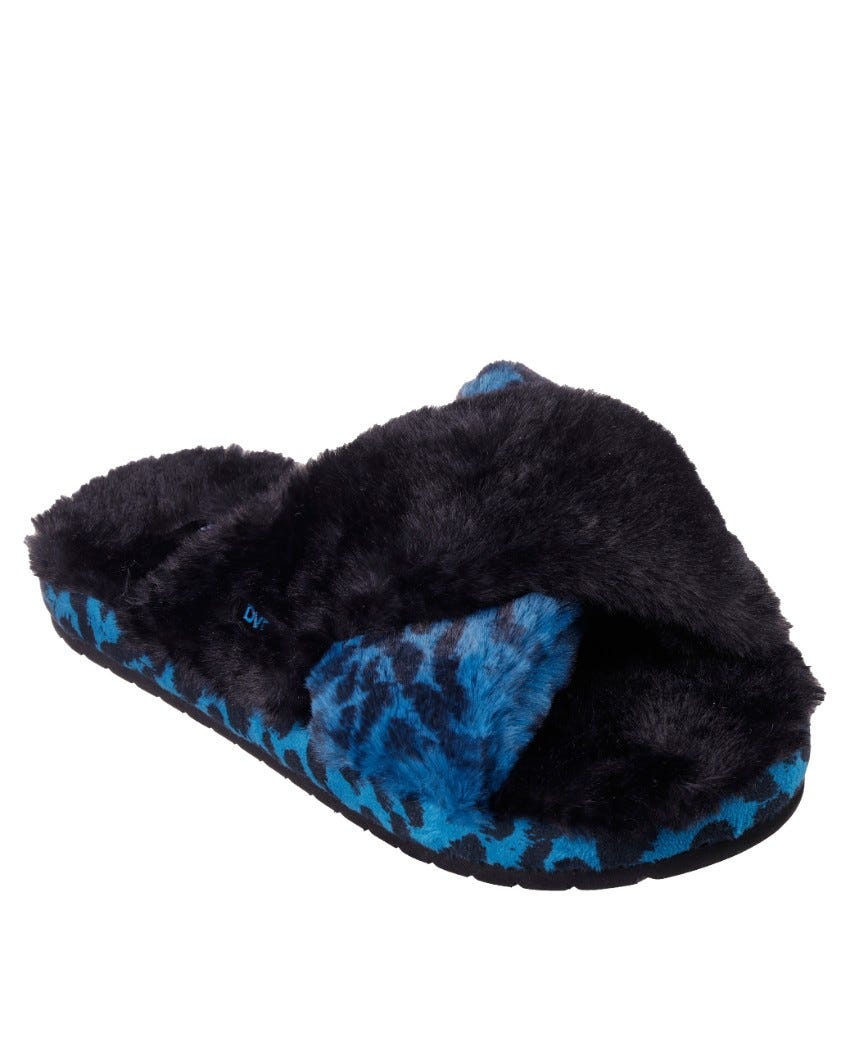 Skechers X Diane Von Furstenberg: Cozy Slide - Stay All Day - BLACK/TEAL slider