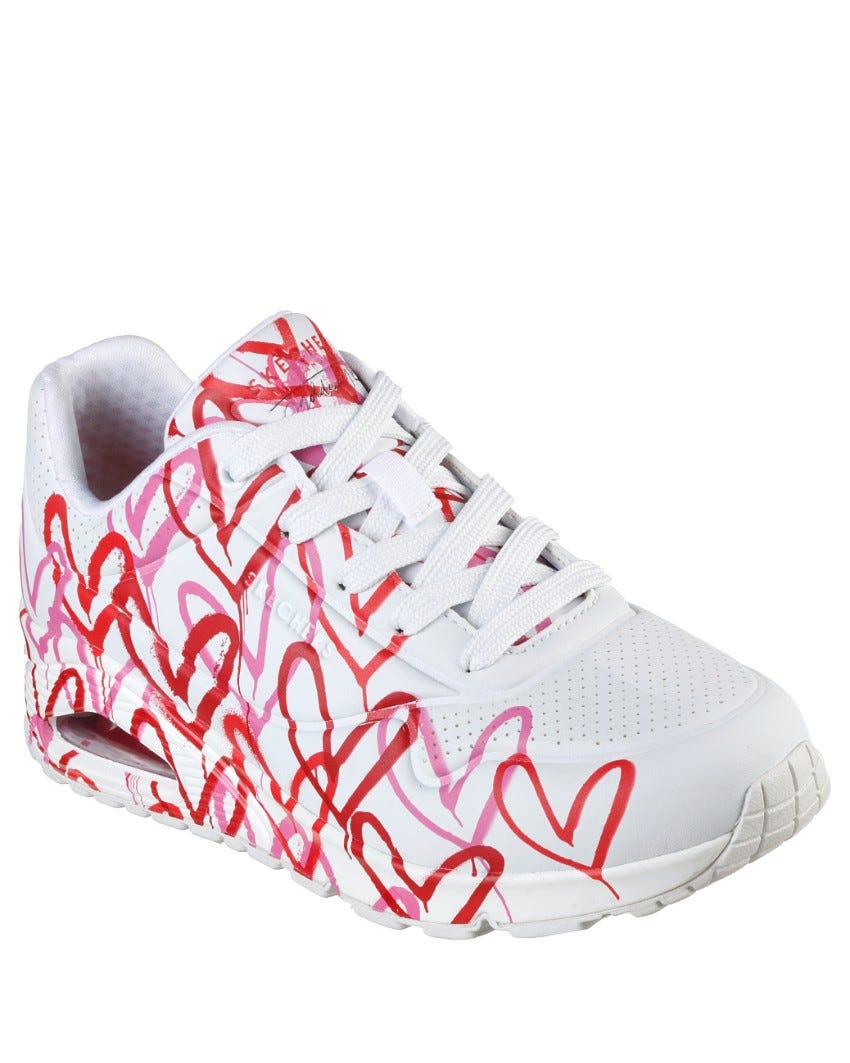 Skechers X JGoldcrown: Uno - Spread The Love - WHITE RED PINK slider