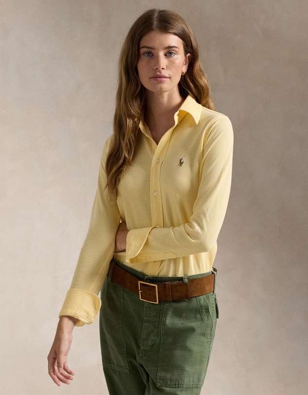 Slim Fit Knit Cotton Oxford Shirt -ICONIC EXCLUSIVE - Cambridge Yellow