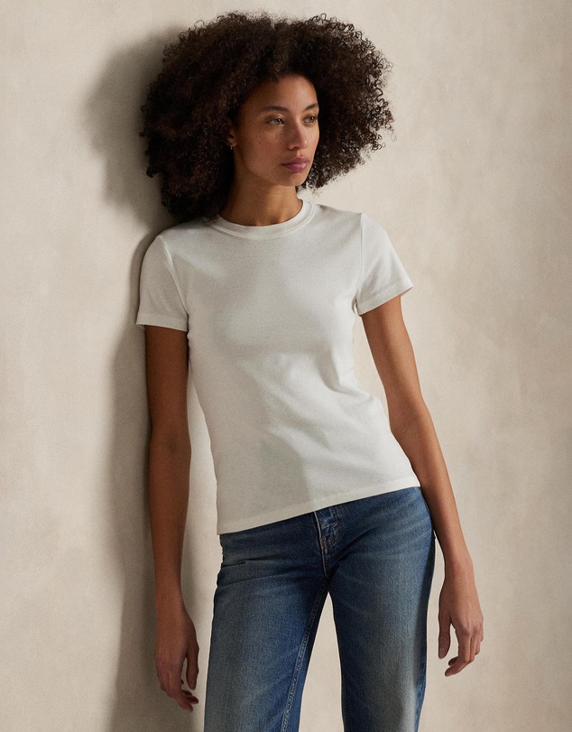 Slim Fit Ribbed Cotton Tee - ICONIC EXCLUSIVE - White