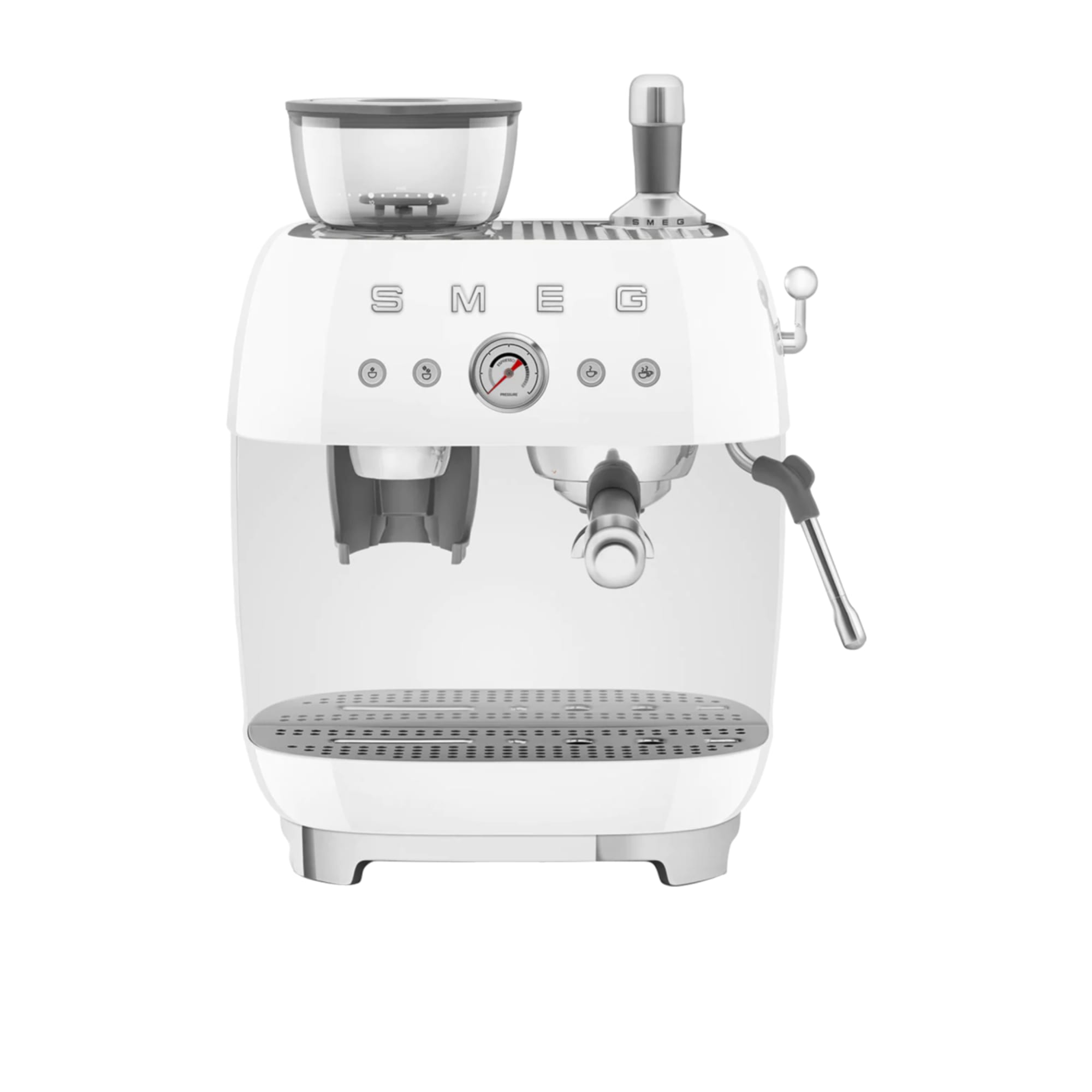 Smeg 50's Retro Style EGF03 Espresso Machine with Built In Grinder White - Cart slider