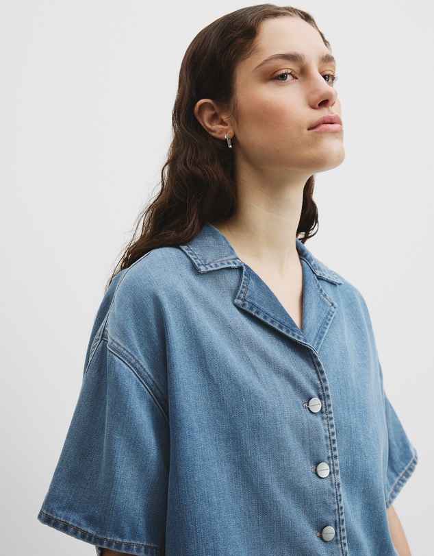 Soft Denim Short Sleeve Shirt - Vintage Wash Denim