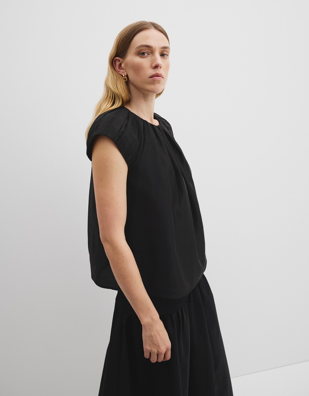 Soft Gathered Drape Top - Black