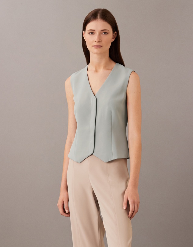 Soft Twill Tailored Vest - Green