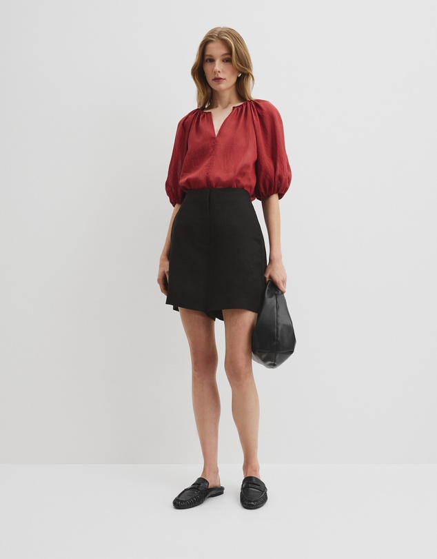 Soft Volume Blouse - Brick