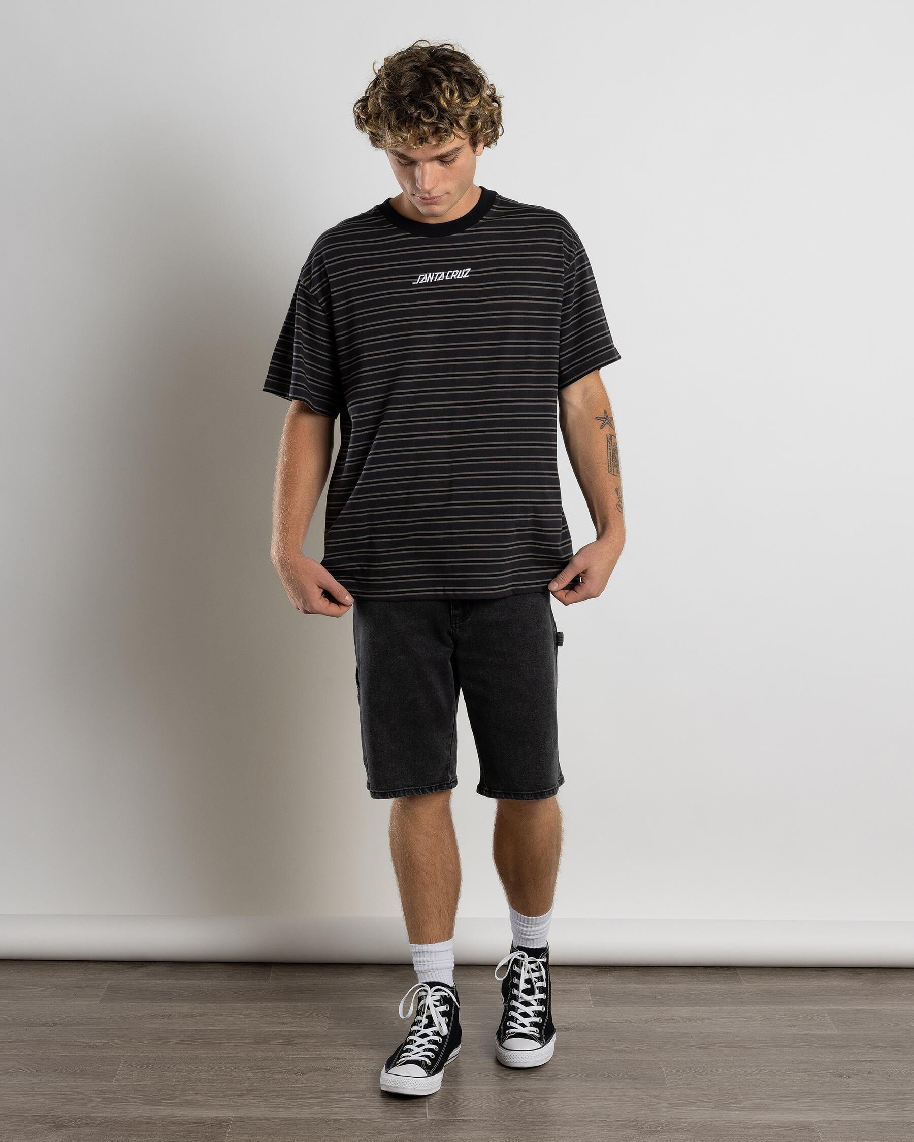 Solid Strip Tunnel T-Shirt - Off Black Stripe slider