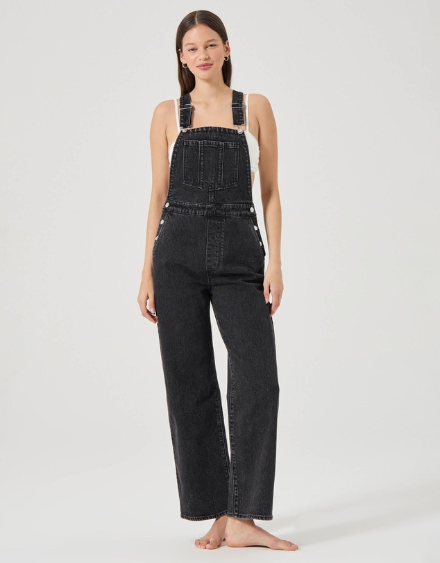 Stevie Relaxed Overalls - Black Sand