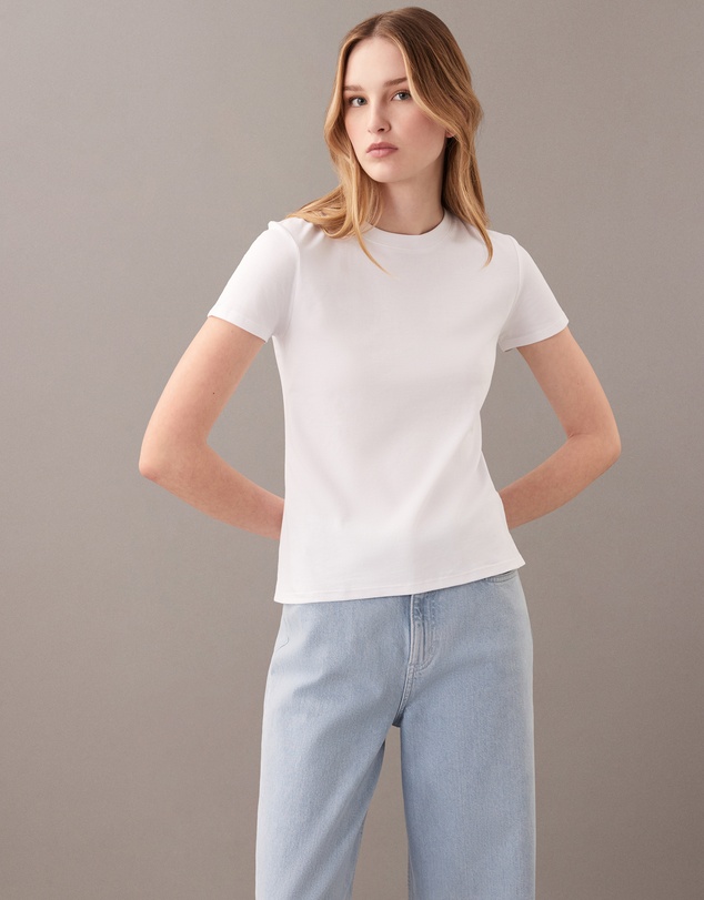 Supima Cotton Emblem Logo Baby Tee - White