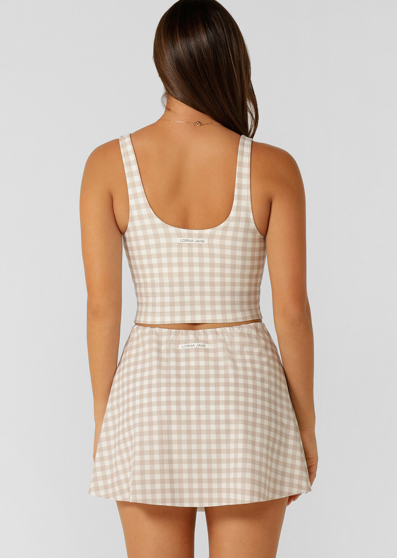 Sweet Gingham Bra Tank Combo - Latte Ranch Gingham Print slider